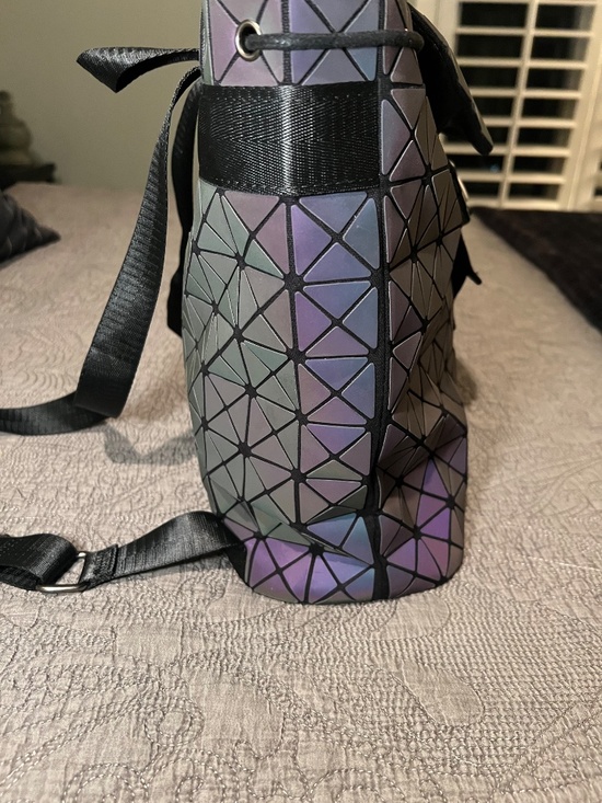 Bao Bao Issey Miyake Green Purple Backpack Flap Drawstring Holographic Design main image 7